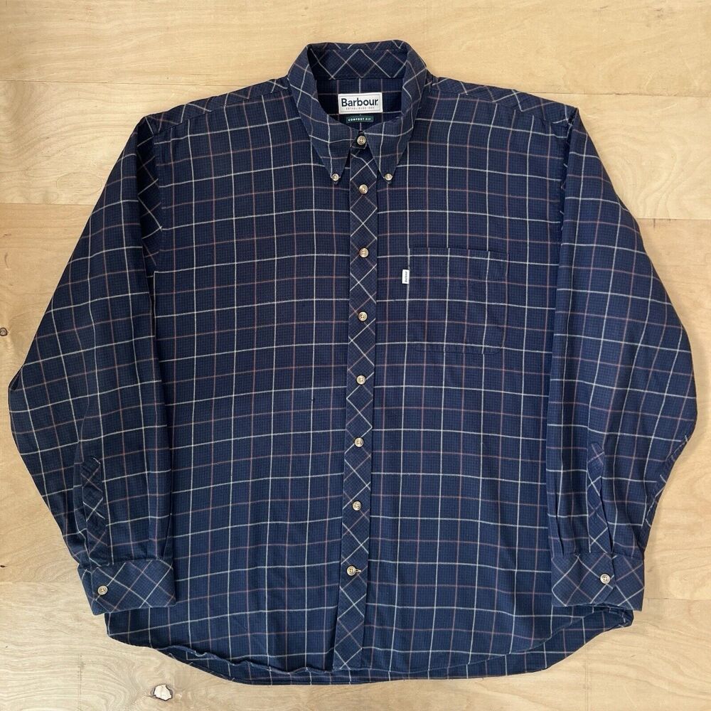 Barbour Comfort Fit Shirt XL Navy Casual Button Up New York Cotton - Picture 2 of 10